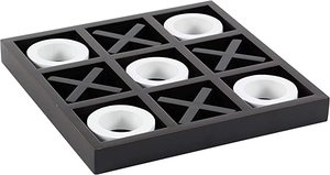 lot 107 image: Deco 79 Traditional Wood Square Game Set, 14 x 14 x 2, Black