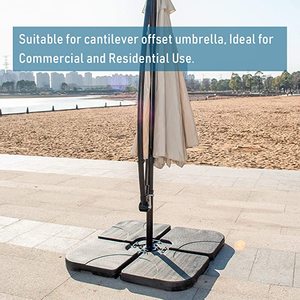 lot 160 image: Artpuch 4 Pc Square Offset Cantilever Umbrella Base, Black