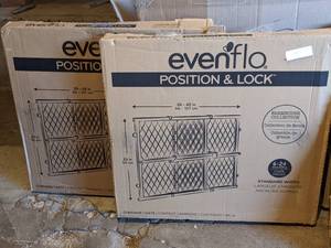 lot 145 image: 2 Evenflo Position and Lock Standard Width BabyPet Gates