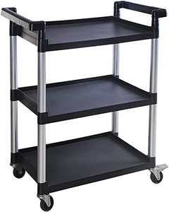 lot 159 image: MaxWorks 3-Shelf Utility Plastic Cart with Wheels, Black