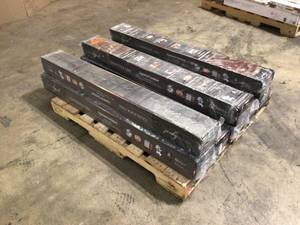 lot 1 image: Pallet with 8 boxes Taffic Master Distressed Brown Hickory 12 mm Thick x 6-14 in. Wide x 50-2532 in. Length Laminate Flooring (15.45 sq. ft.  case)