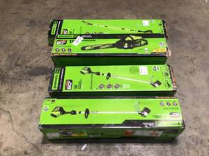 lot 10 image: Lot of assorted Greenworks Lawn tools various types models and conditions customer Returns see pictures