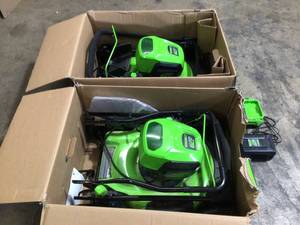 lot 11 image: Lot of Two PRO 19 in. 60V Battery Cordless 2-in-1 Walk-Behind Lawn Mower (Tool-Only) plus 1 battery and charger customer returns see pictures