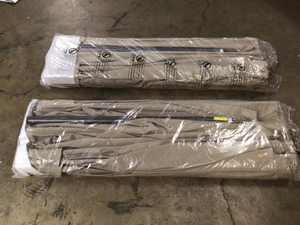 lot 13 image: Lot of 2-  Outsunny 15 ft. Steel Rectangular Outdoor Double Sided Market Patio Umbrella with UV Sun Protection & Easy Crank in Tan