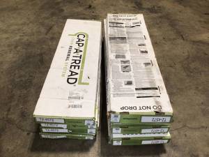 lot 27 image: Lot of 8 Cap a Tread Antique Cherry 47 in. Length x 12-18 in. Deep x 1-1116 in. Height Laminate to Cover Stairs 1 in. Thick