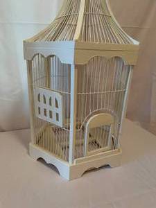 lot 53 image: Large Wood And Wire Deco Birdcage