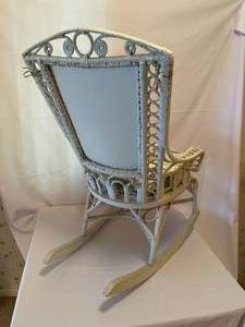 lot 56 image: Vintage Wicker Rocker With Pads