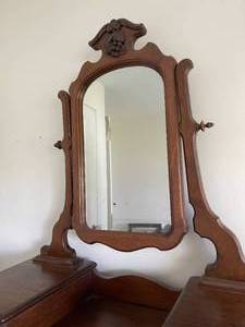 lot 59 image: Antique Wooden Dresser With Mirror