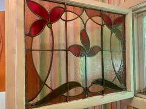 lot 4 image: Vintage Stained Glass Window