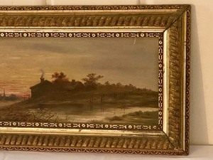 lot 7 image: Antique Framed Oil on Canvas from the Sampson House Formerly on Lake Minnetonka
