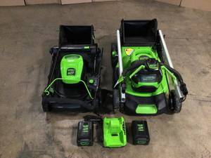 Mix Lot of 2 Greenworks 21 and 17 Lawn Mowers - Customer Returns - Review all pictures