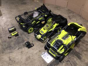 Mix Lot of Assorted Ryobi Battery Lawn Mower - Customer Returns - Review all pictures