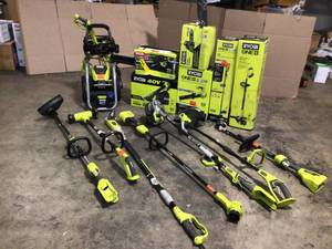 Mix lot of Ryobi Tools - Trimmers , Jet Fan Blowers, Pressure Washer - Customer Returns - Review all pictures
