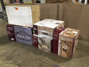 Mix Pallet of Assorted Home Decorators Light Fixtures and Chandeliers - Customer Returns - Review all pictures