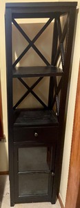 lot 70 image: Classy Black ShelfCabinet with a Drawer