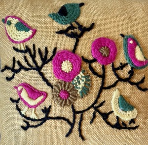 lot 125 image: Vintage Colorful and Fun Needlework Pillow