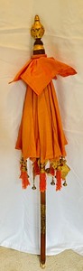 lot 123 image: Vintage Cloth Umbrella with Lovely Hanging Accents