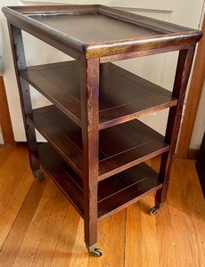 lot 208 image: Vintage Cart with Shelves on Casters made Exclusively for Milling Road a Division of Baker Furniture