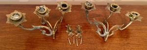lot 225 image: Vintage Brass Candle Wall Sconces