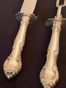 lot 17 image: Gorham Sterling English Gadroon Two Piece Carving Set