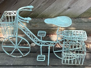 lot 11 image: Charming and Whimsical Metal Bike Figurine Plant Holder