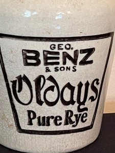 lot 37 image: Vintage GEO Benz and Sons Oldays Pure Rye Jug
