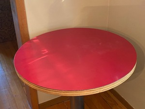 lot 204A image: Fun Red Top Pedestal Table
