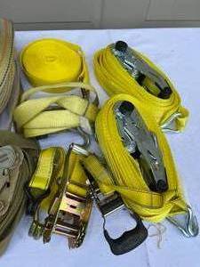 lot 170 image: Large Lot of Used Straps, Winches, Bungees and More