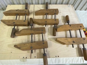 lot 87 image: Four Jorgensen Wood Clamps