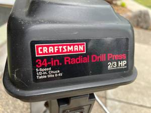 lot 221 image: Craftsman 34 Inch Radial Drill Press