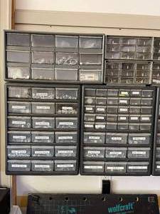 lot 300 image: 7 Tool Organizers  Full Of Assorted Hardware