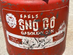lot 312 image: Vintage Eagle Sno Go Gas Can With Awesome Graphics