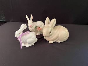Lot of 3 Ceramic Rabbits
