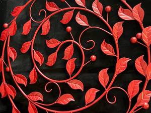 Round Red and Metal Decorative Wall Piece