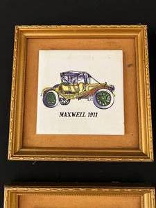 Set of 6 Tile Pictures of Vintage Cars