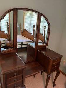 Vintage Makeup Table with Mirrors