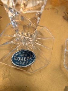 lot 98 image: Bohemian Hand Cut Lead Crystal Candle Stick Holders
