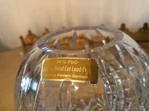 lot 100 image: Genuine Hand Cut Lead Crystal Vase, Pitcher and Dish