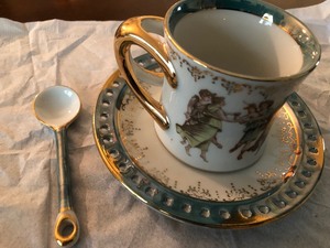 lot 108 image: Vintage KPM Bone China Royal Crown Tea Cup, Saucer, and Spoon