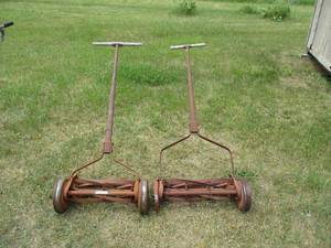 Lot of 2 Vintage Hand Push Manual Mowers