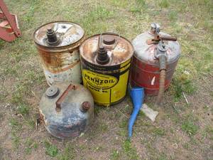 Lot of Miscellaneous Oil and Gasoline Cans