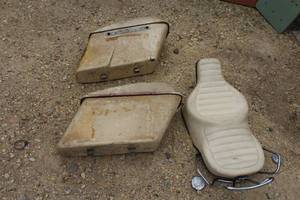 1960s Harley Davidson Leather Motorcycle Seat with Plastic Saddlebags