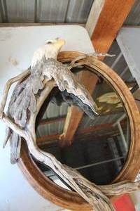 Vintage Bald Eagle Sculpture Wall Mirror