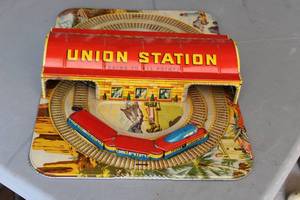 Vintage Union Station Metal Train Set (in original packaging)
