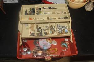 Vintage Costume Jewelry with Tackle Box