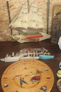 Lot of (3) Vintage Wall Dcor - Dutch Theme 18 Wooden Tray, Saling Ship Wall Dcor, Boat Harbor Wall Dcor