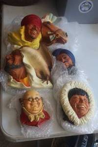 Lot of (5) Vintage Bossons Hand Painted Ornaments