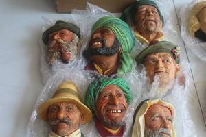 Lot of (7) Vintage Bossons Hand Painted Ornaments