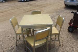 Vintage Retro 1960s Aluminum Dining Set with (4) Padded Aluminum Chairs