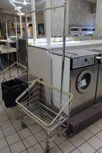 lot 111 image: Commercial Laundry Cart w Overhead Hanger Rack